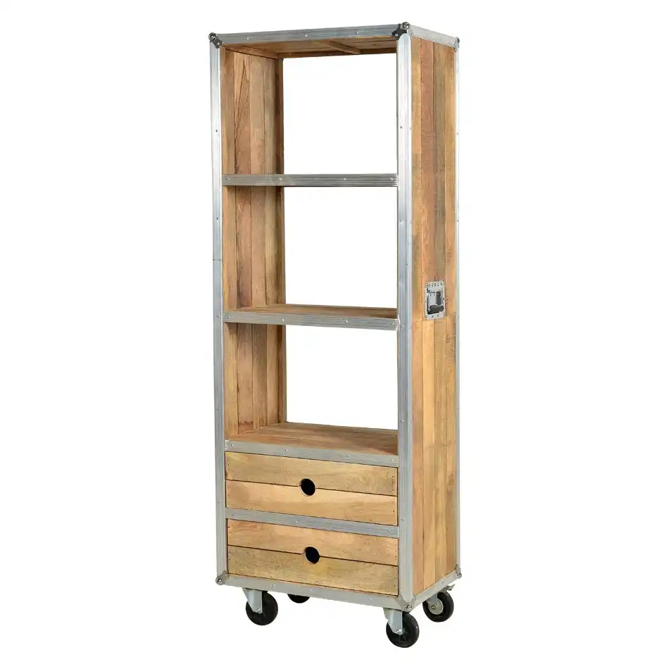 Roadie Chic Reclaimed Tall Bookcase with 2 Drawers on Wheels - popular handicrafts